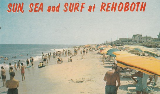 Vintage Unused Postcard: f: Delaware: Sun, Surf & Sea at Rehoboth