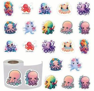 ↗️NEW⭕(10) 1" CARTOON OCTOPUS STICKERS!!⭕ OCEAN ANIMAL