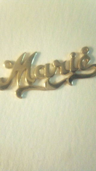 Name plate/ gold tone metal  pendant (Marie)