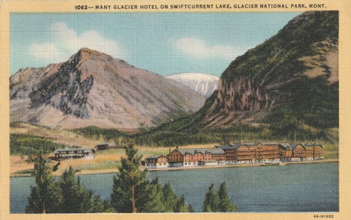 Vintage Used Postcard: 1948 Many Glacier Hotel, Glacier National Park, MT