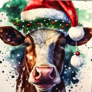 Christmas Cow  - 3 x 3” MAGNET - GIN ONLY