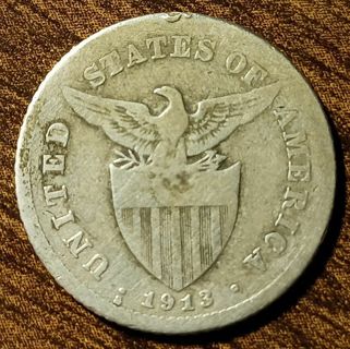 1913-S Silver US Philippines 20 Centavos