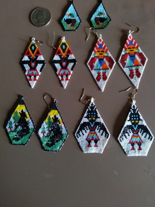 5 Pair Native American Beaded Earrings