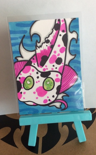 Pink Koi original drawing aceo