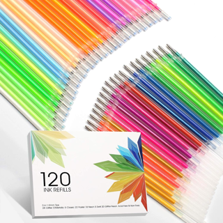 [NEW] 120-Pack Ink Refills For Colored Gel Pens, Various Color Refills, Replacement Cartridges