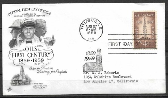 1959 Sc1134 Oil Industry Centennial FDC