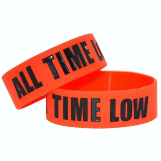 (2) DEBOSSED ALL TIME LOW BAND WRISTBAND ACCESSORY RED BLACK BRACELETS 1" WIDE