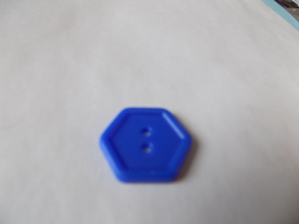 1 inch blue plastic six sided shape button