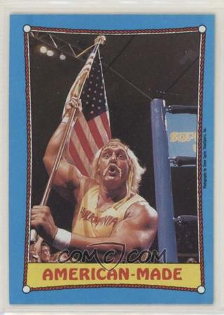 HULK HOGAN VINTAGE 1987 TOPPS WWF/WWE AMERICAN MADE TRADING CARD W/AMERICAN FLAG