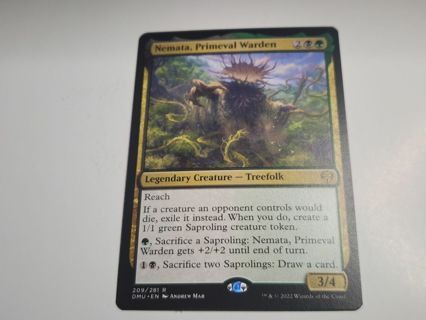 Magic the gathering mtg Nemata Primeval Warden rare card Dominaria United