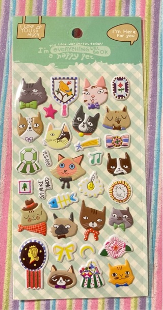 Kawaii puffy cat stickers 