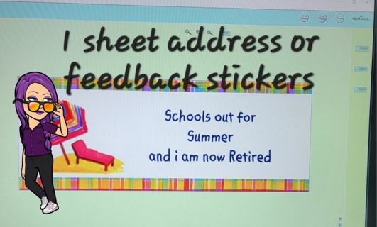1 sheet address or feedback stickers