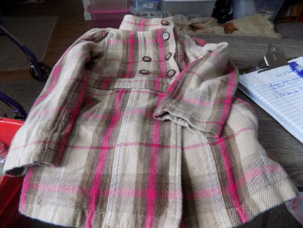Old navy Size 3T Pink & tan plaid double breasted button down jacket