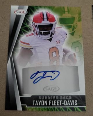 2022 Sage Tayon Fleet-Davis Autographed Card Maryland / K.C. Chiefs