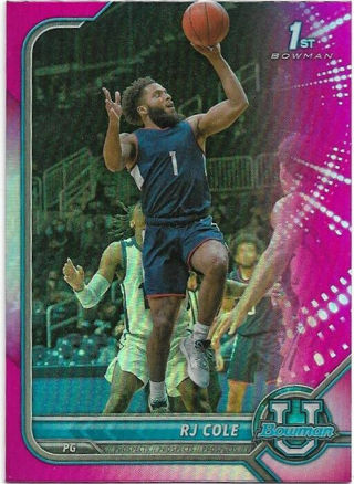 2022 BOWMAN CHROME UNINVERSITY RJ COLE PINK PARALLEL REFRACTOR ROOKIE CARD