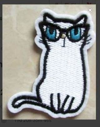 (1) Cat with Glasses Patch IRON ON Kitty FREE SHIPPING