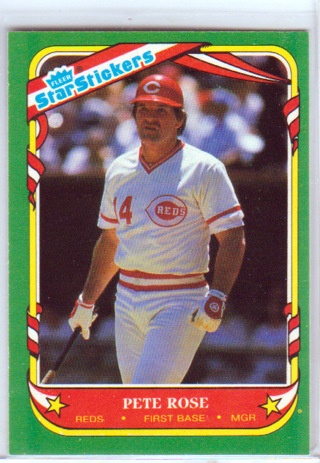 Pete Rose, 1987 Fleer Star Sticker Card #102, Cincinnati  Reds,  (EL)