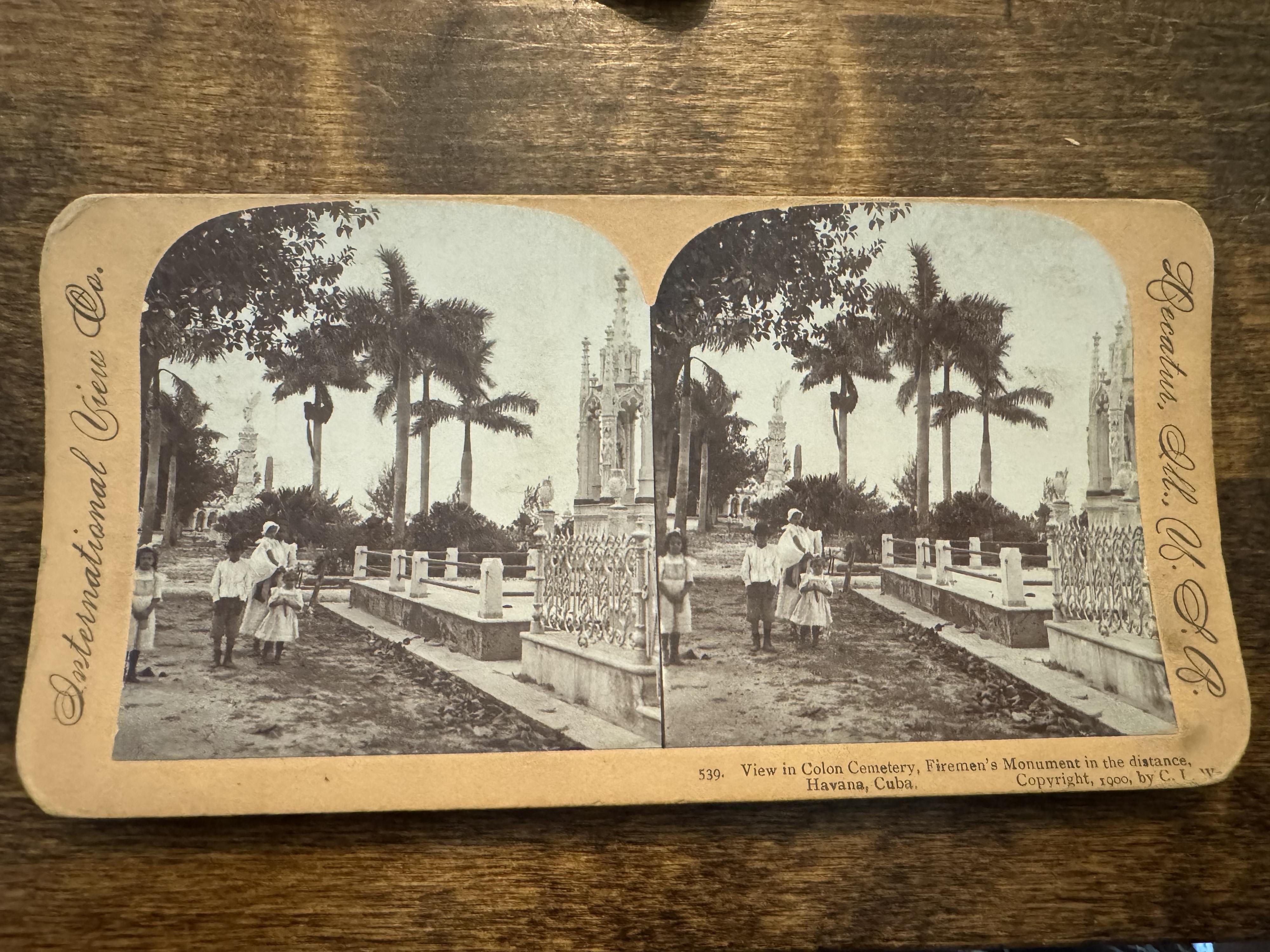 Free: 1900 Havanna Colon Cemetery Firemen's Monument Stereoview Card