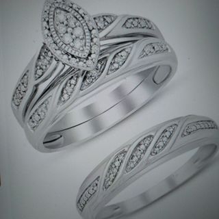 Sterling silver diamond wedding set new
