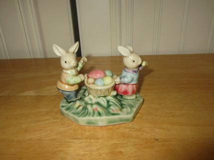 Porcelain Easter Bunnies with Easter Eggs