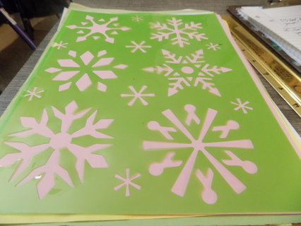 Snowflake stencil 8 x 10 sheet Big, and small each one different