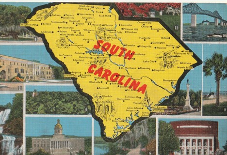 Vintage Unused Postcard: Linen: South Carolina