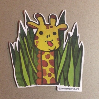 Kawaii Jungle Giraffe Paper Sticker | Size: 3" x 3 1/4"