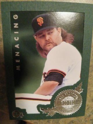 1996 FLEER EXL MENACING ROD BECK SAN FRANCISCO GIANTS BASEBALL CARD# 285