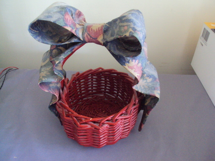 Burgundy Red Wicker Basket With Bow