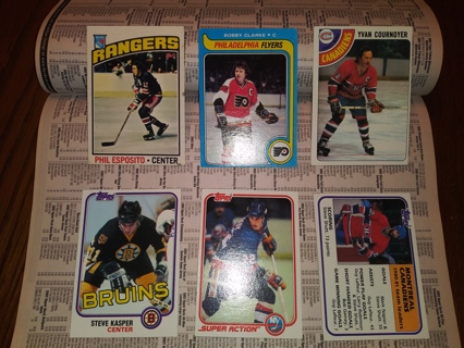 Six Vintage Hockey Cards