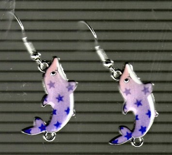 SP ENAMEL PURPLE DOLPHIN EARRINGS LOT 5 (PLEASE READ DESCRIPTION