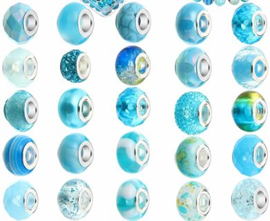 10pc Aqua Glass and Rhinestone Beads Lot 3 (please read description)
