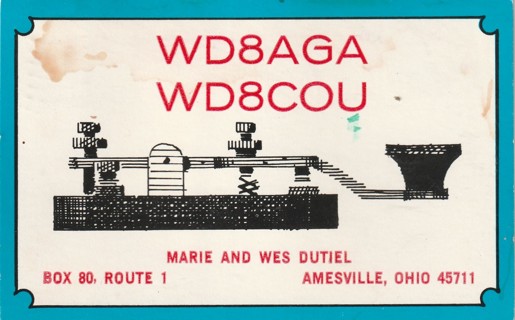 Vintage Used Postcard: Amateur Radio Station Card: ygin: WD8AGA/WD8COU