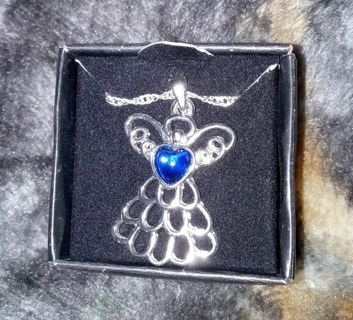 Avon silver Angel necklace with blue stone