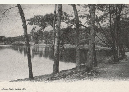 Vintage Unused Postcard: b&w: Myers Lake, Canton, OH