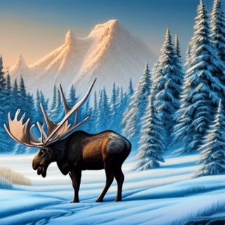 Listia Digital Collectible: Big Moose In The Wintertime