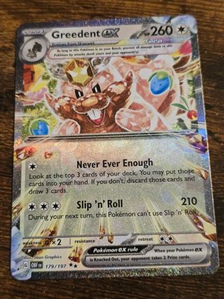 Pokemon Greedent EX 179/197 double rare card