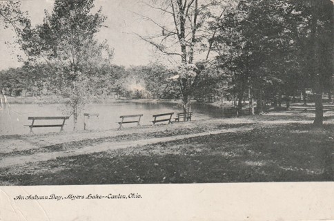 Vintage Used Postcard: g: 1909 An Autumn Day, Myers Lake, Canton, OH