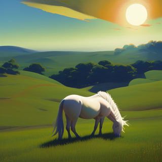 Listia Digital Collectible: Beautiful White Horse Eating On A Beautiful Day