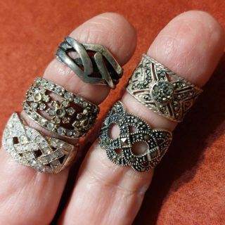 5 vintage chunky sterling silver rings