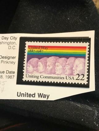 1987 United Way Single 22c Postage Stamp, Sc# 2275, MNH, OG