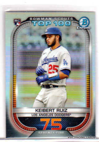 Keibert Ruiz,   2021 Bowman Chrome   Top 100 ROOKIE Card #75,    Los Angeles Dodgers,   (EL4)