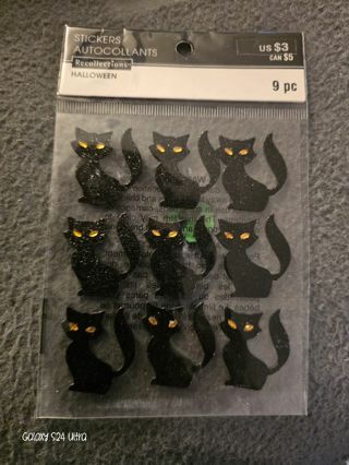 9 pc black cat stickers