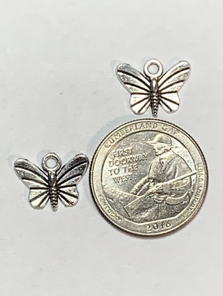 BUTTERFLY CHARMS~#26~SILVER~SET OF 2 CHARMS~SET 3~FREE SHIPPING!