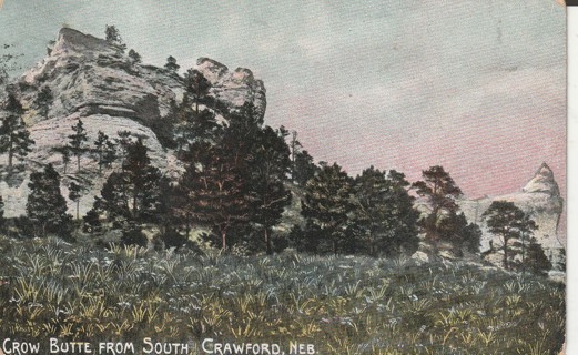 Vintage Used Postcard: 1909 Crow Butte from South, Crawford, Nebraska