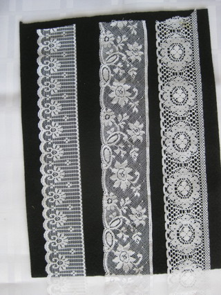 3 different white floral lace remnants, new off the spool, sewing, decoration, appliques, other use