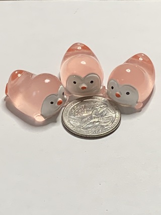 PENGUINS~#2~PINK~SET OF 3~GLOW IN THE DARK~FREE SHIPPING!