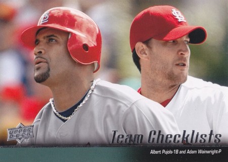 Albert Pujols / Adam Wainwright 2010 Upper Deck Team Checklist St. Louis Cardinals