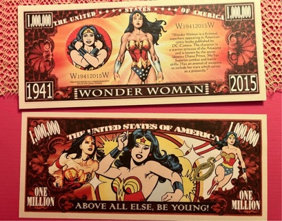 2 Wonder Woman bills $ (novelty)