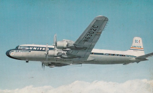 Vintage Unused Postcard: e: United 365 MOH DC-7